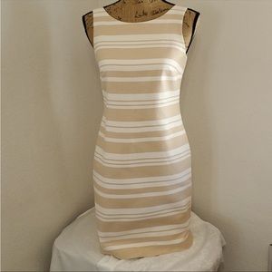 Banana Republic Beige tan cream striped dress